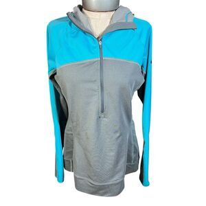 Nike Pro 1/2 Zip Hooded Shield Hyperwarm Pullover Top Size Medium